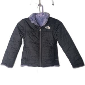 THE NORTH FACE Reversible Gray Purple Fleece Lined Jacket Coat Girls Size XS